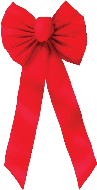 7-loop Red Embossed Velvet Christmas Bow, 10 X 22 X 2-3/4-inches