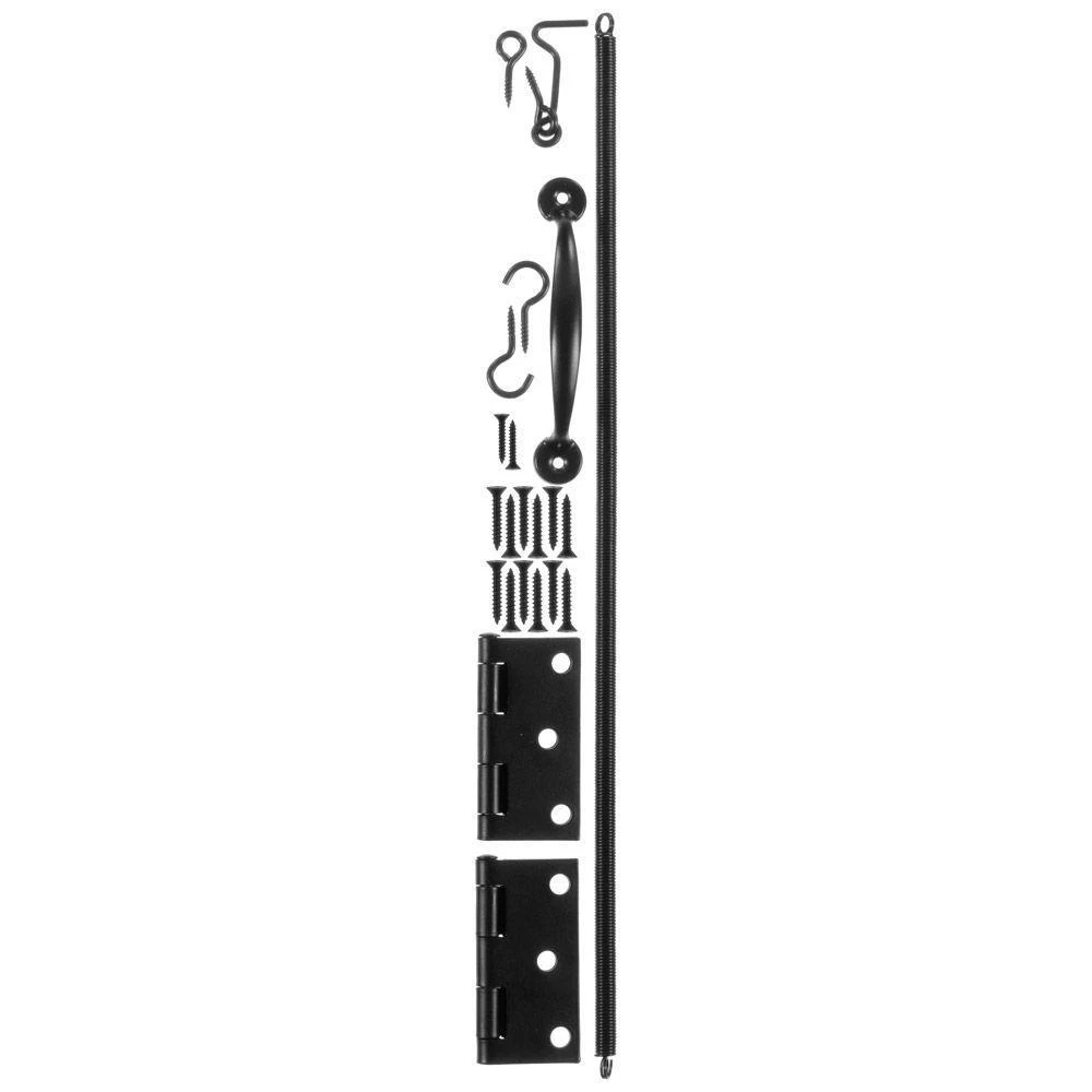 Vs10 Wood Screen Door Hardware Set With Spring And Pull Handle, Black