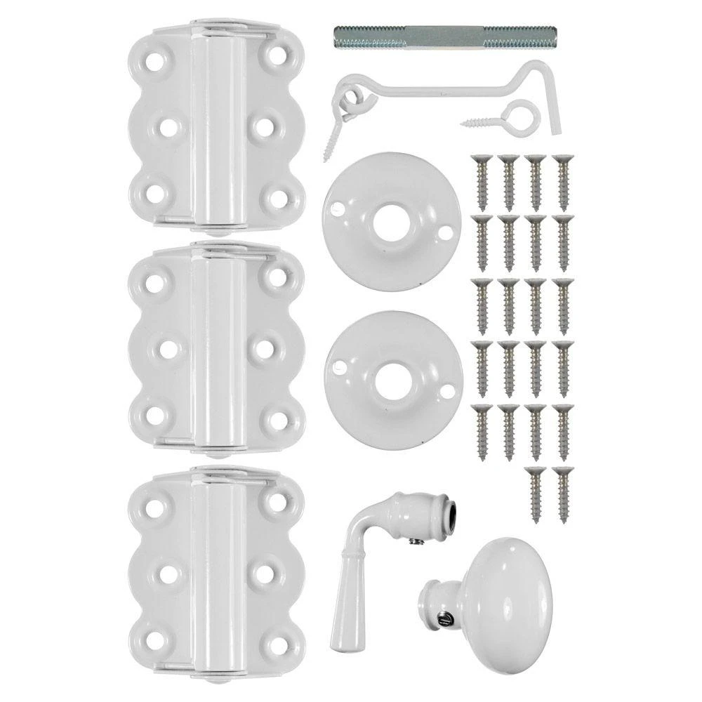 Vinyl/wood Screen Door Hardware Set For 1/2" To 1-3/4" Thick Doors, White