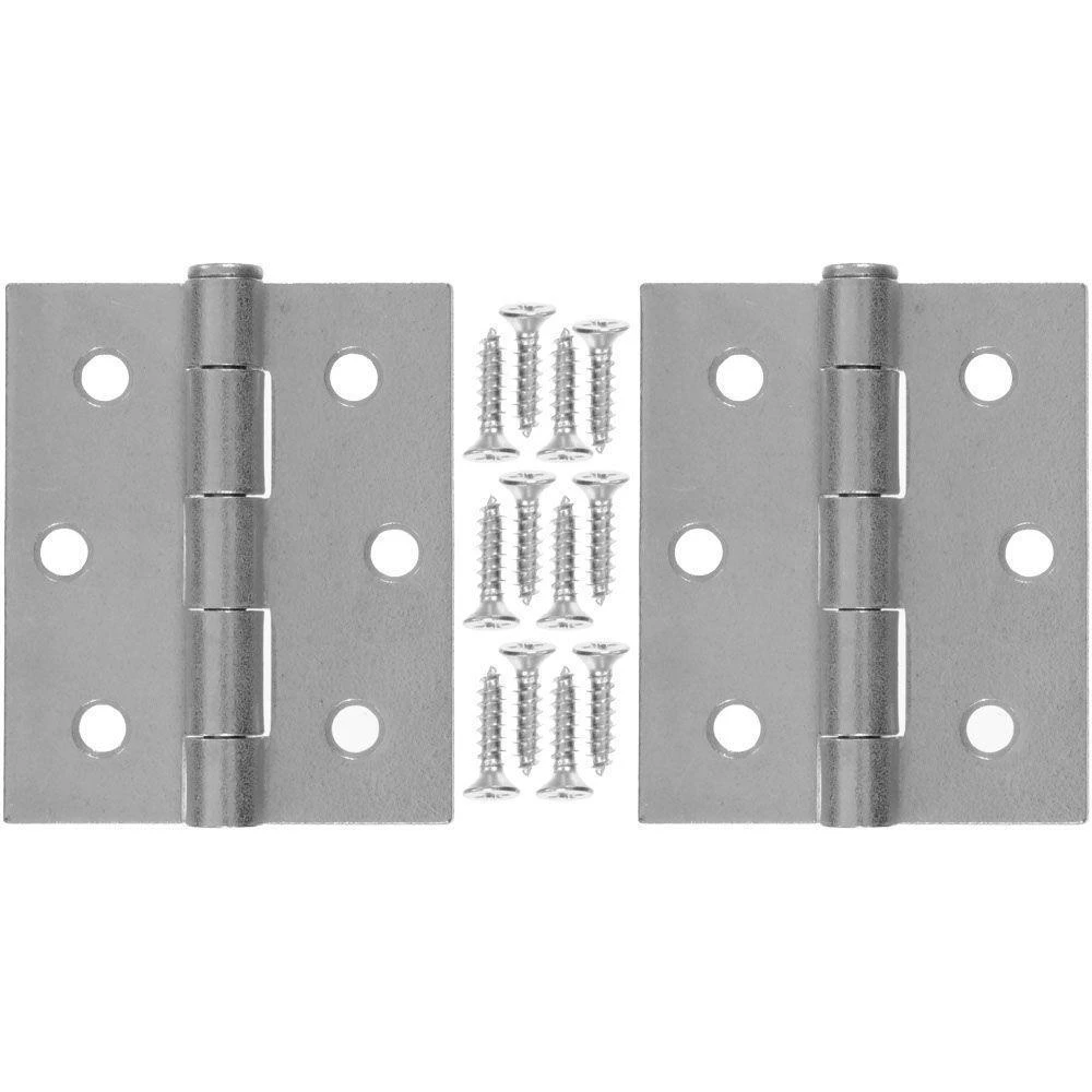 Door Hinges, Galvanized Steel, 3 x 2.5 In., 2-Pk.