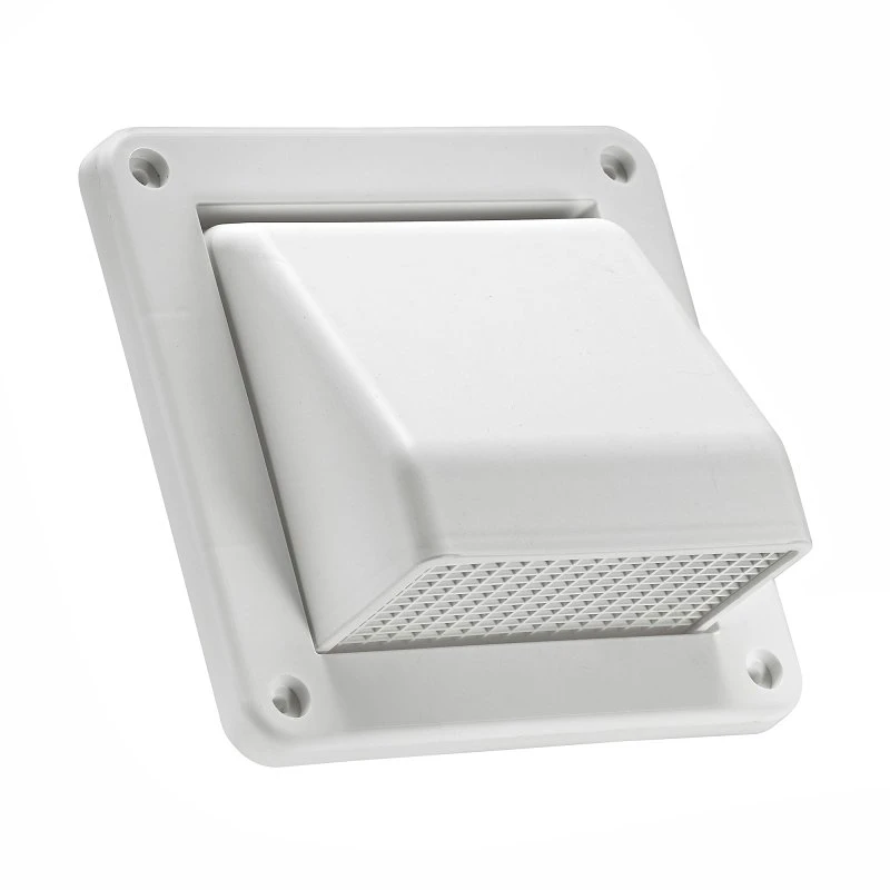 4 Inch Fresh Air Intake Vent with Removable Screen, White Plastic Construction