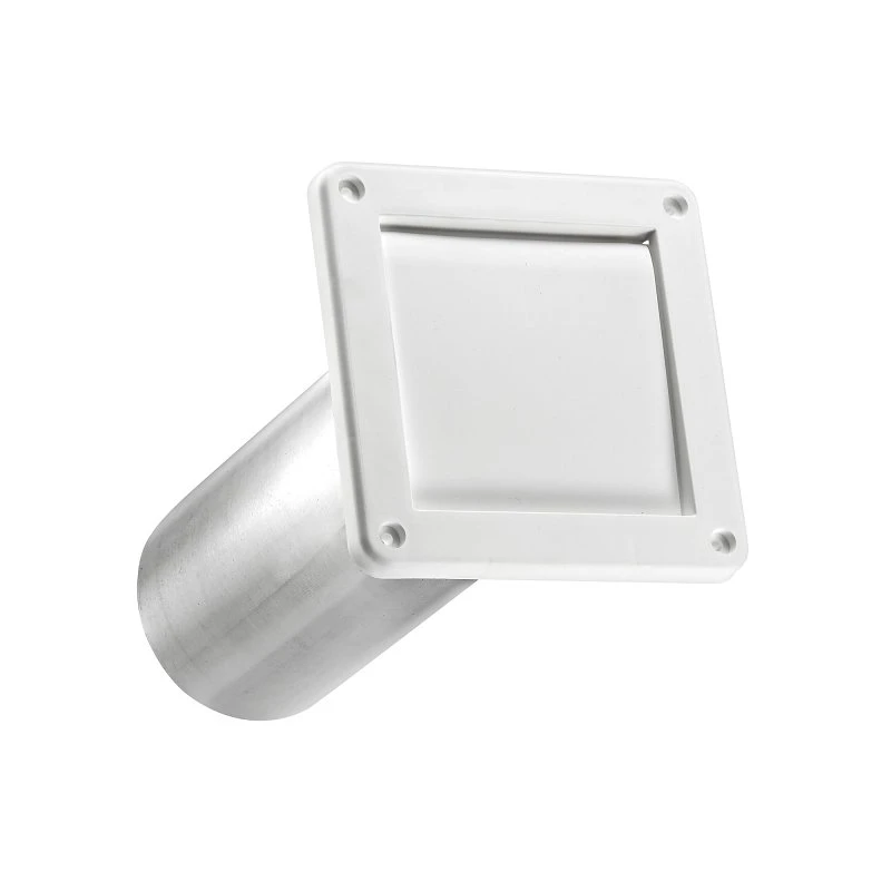 Single Flap Louver Vent with Tail Pipe, White Plastic, 4 Inch Diameter