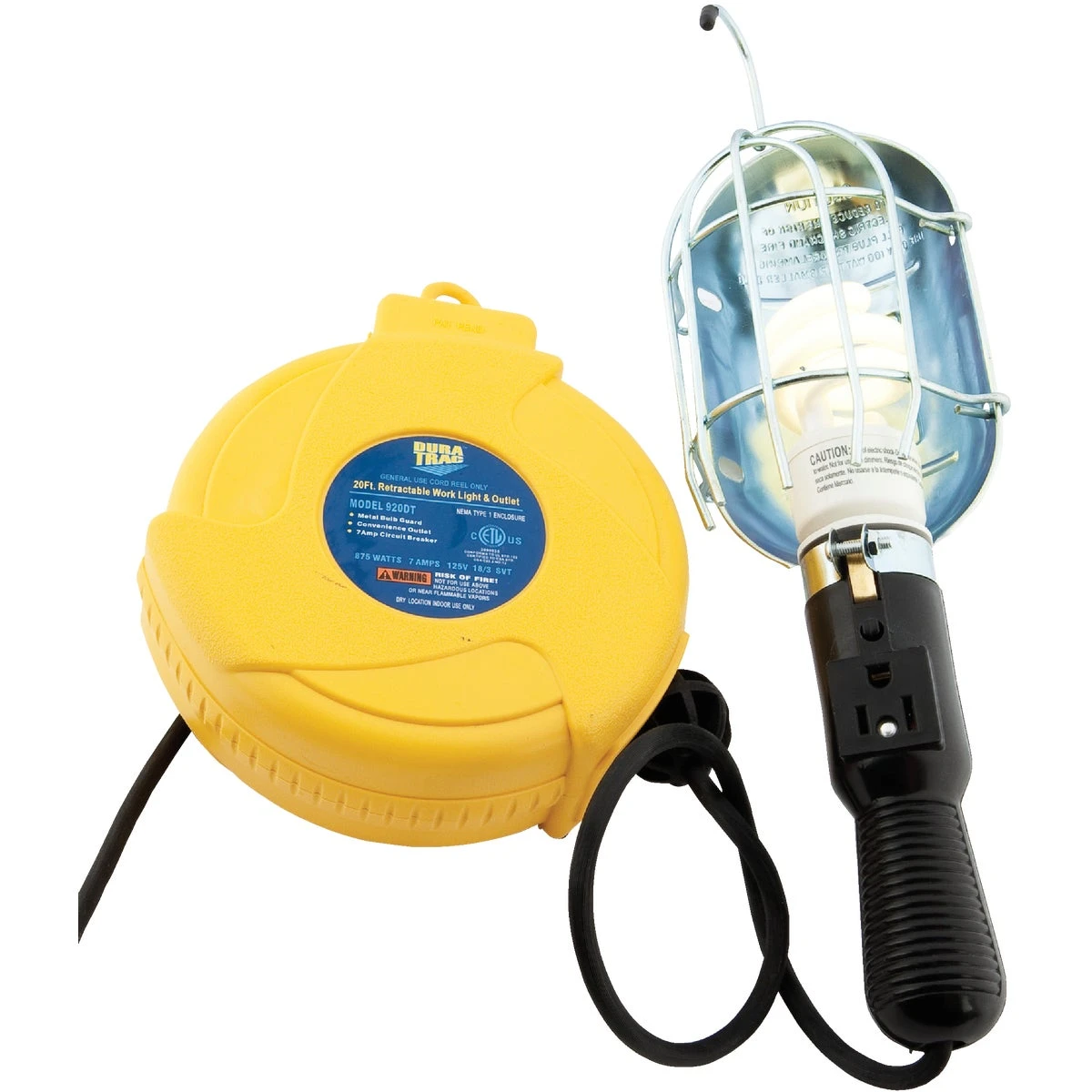 20 Foot Retractable Cord Trouble Light With Incandescent Bulb - Model 920dt