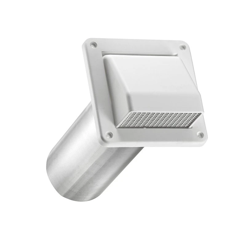4 Inch Fresh Air Intake Vent, White Plastic With 11 Inch Tail Pipe