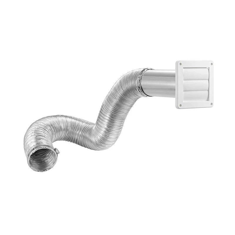 8 Ft. White Dryer Exhaust Wall Louvered Vent Kit With 4" Duct