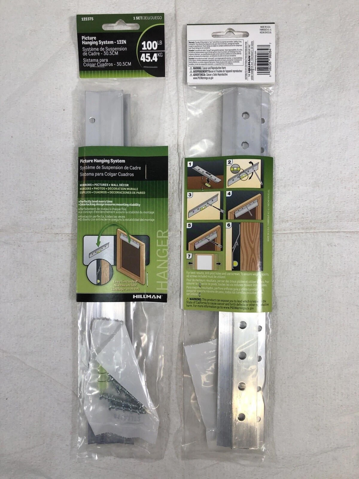 Picture Hanging System with 12 Inch French Cleat, Holds up to 100 Pounds