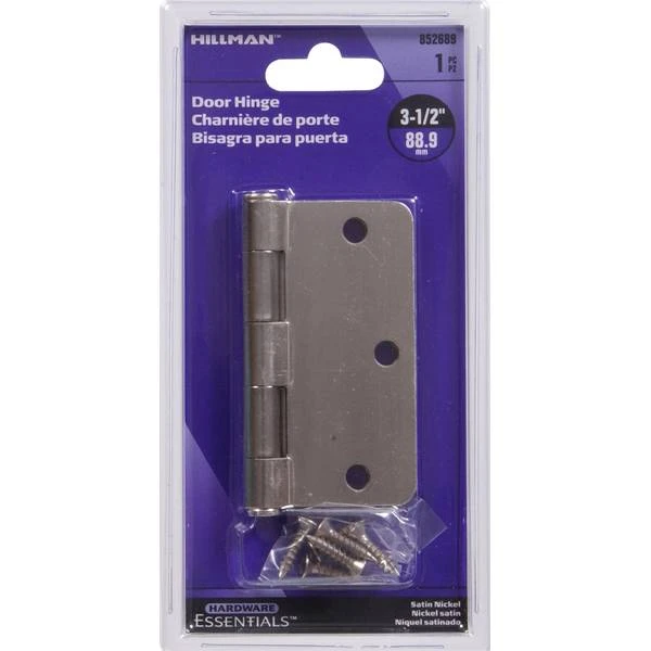 3-1/2" Satin Nickel Round Cupboard Hinge - Durable Full-metal Design