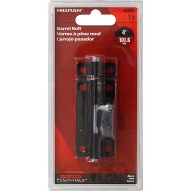 851004 4" Black Barrel Bolt - Durable Security Locking Mechanism