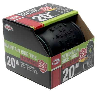 Bell 20 Inch Mountain Bike Tire With Flat Defense And Rugged Carbon Steel Bead
