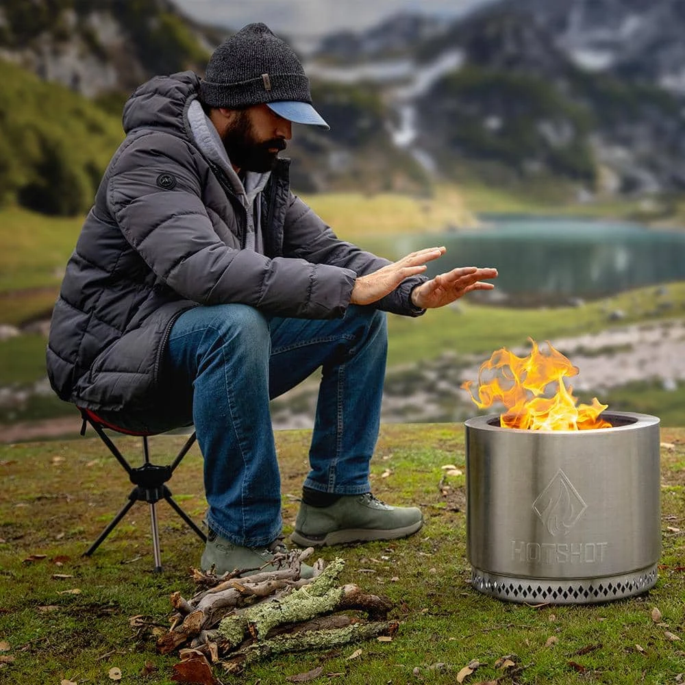 15 In. Portable Low Smoke Wood Burning Fire Pit With Carry Bag