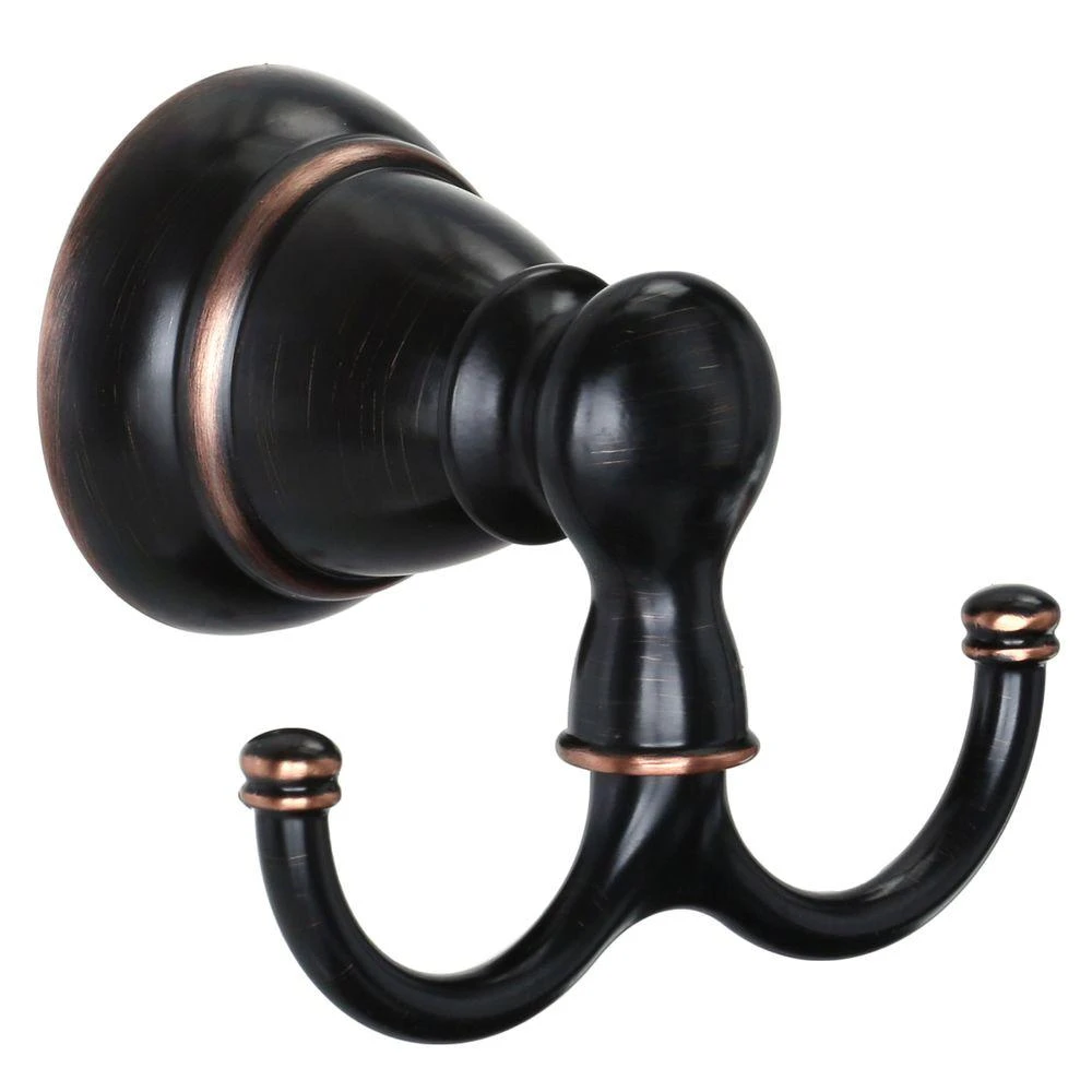 Double Robe Hook in Mediterranean Bronze Finish for Bathroom or Closet