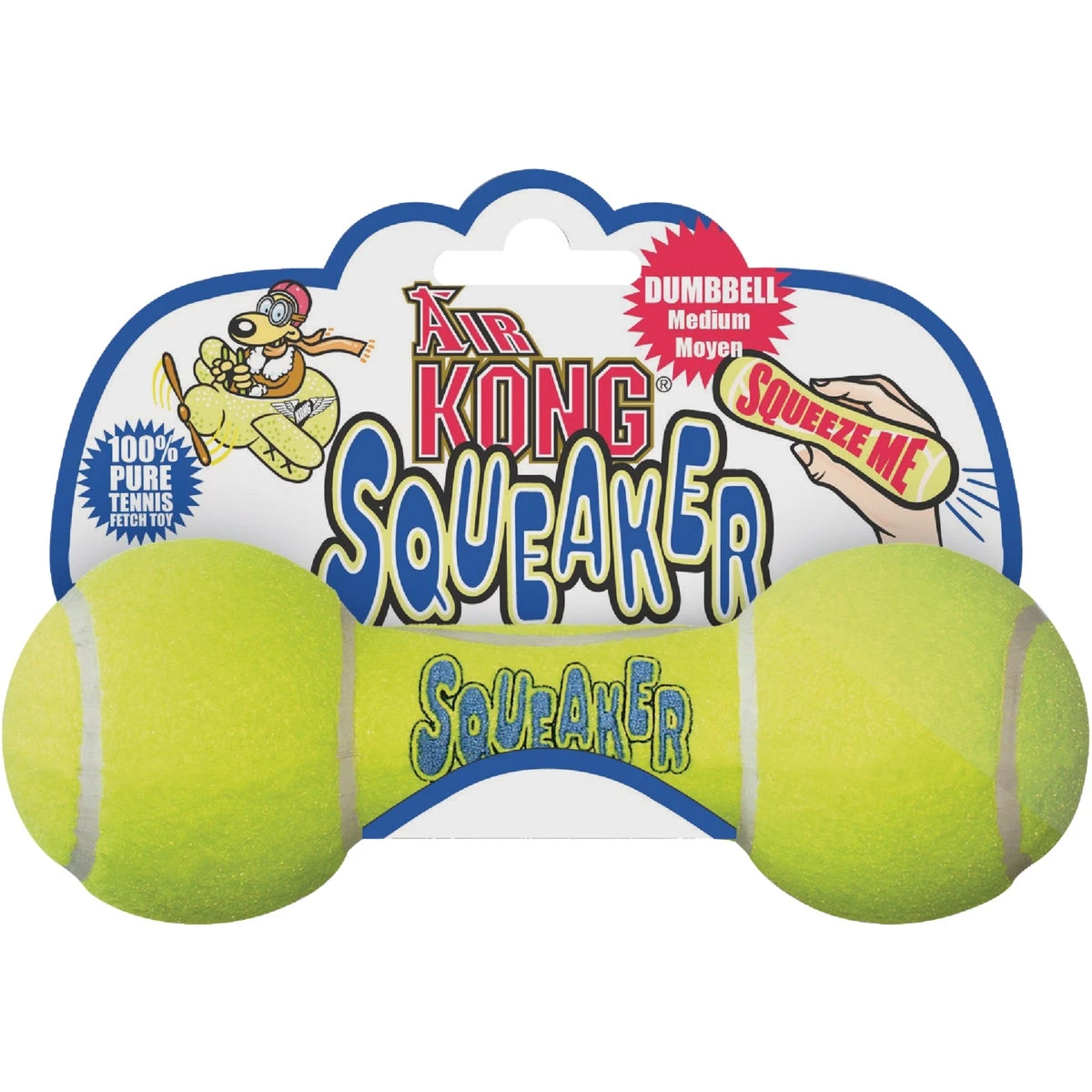 Airdog Squeaky Medium Dumbbell Dog Toy - Durable Fetch Toy For Active Play