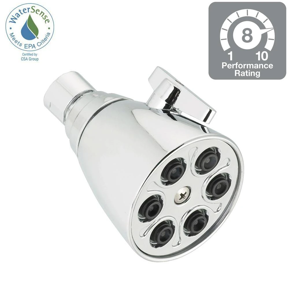 Chrome Finish 3-Spray Showerhead with Adjustable Spray Settings