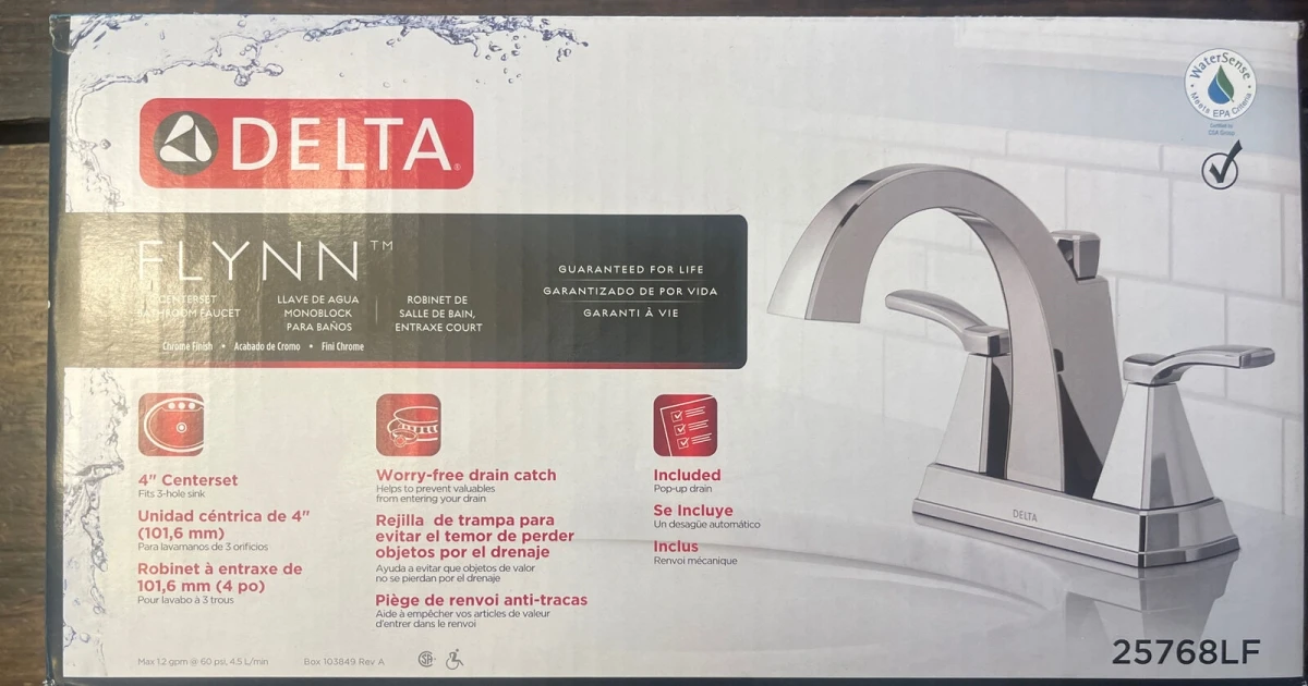 Flynn Two Handle Centerset Bathroom Faucet, Chrome - Model 25768lf