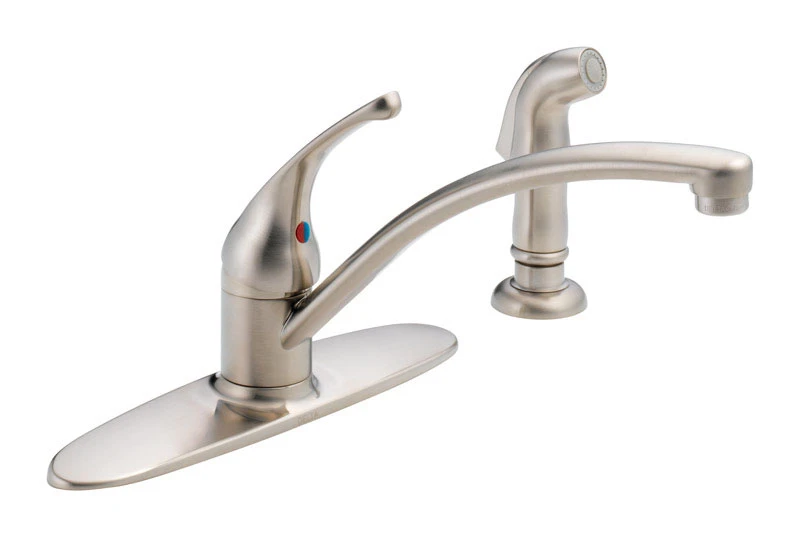 Foundations Kitchen Faucet With Side Spray, Single Handle, Stainless Steel Finish