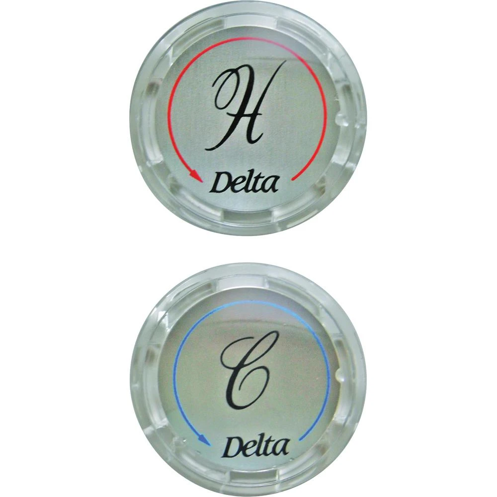 Chrome Faucet Handle Hot and Cold Button Inserts Replacement Set