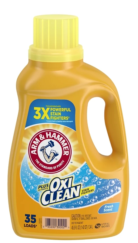 Liquid Laundry Detergent with Oxi Clean, Fresh Scent, 45.5 Ounce Bottle