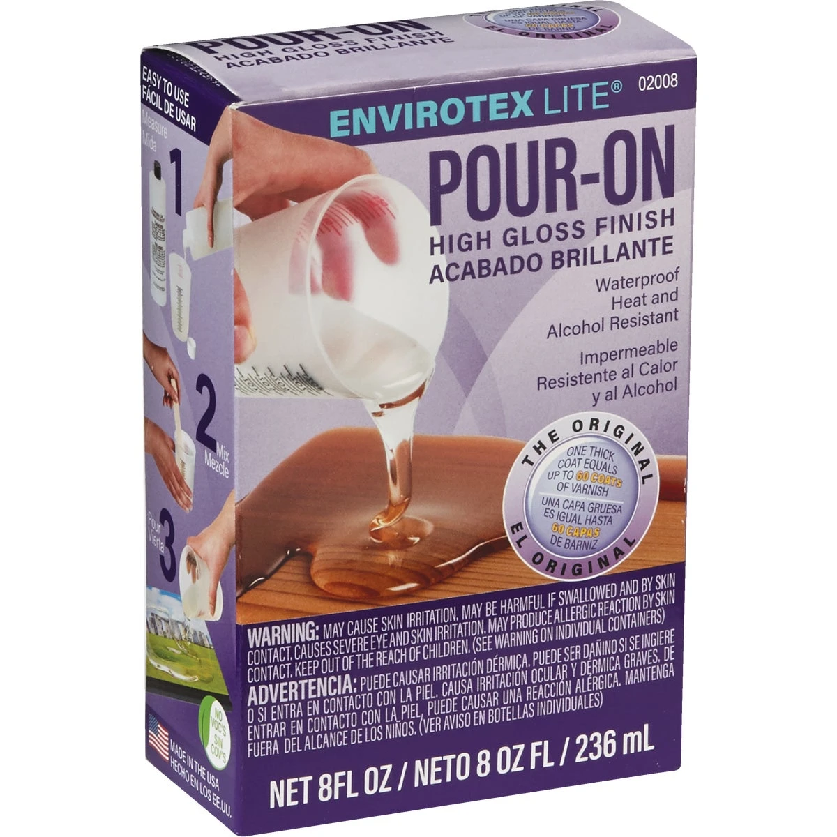 High-Gloss Epoxy Coating Kit 8 Ounce Clear Durable Protective Finish