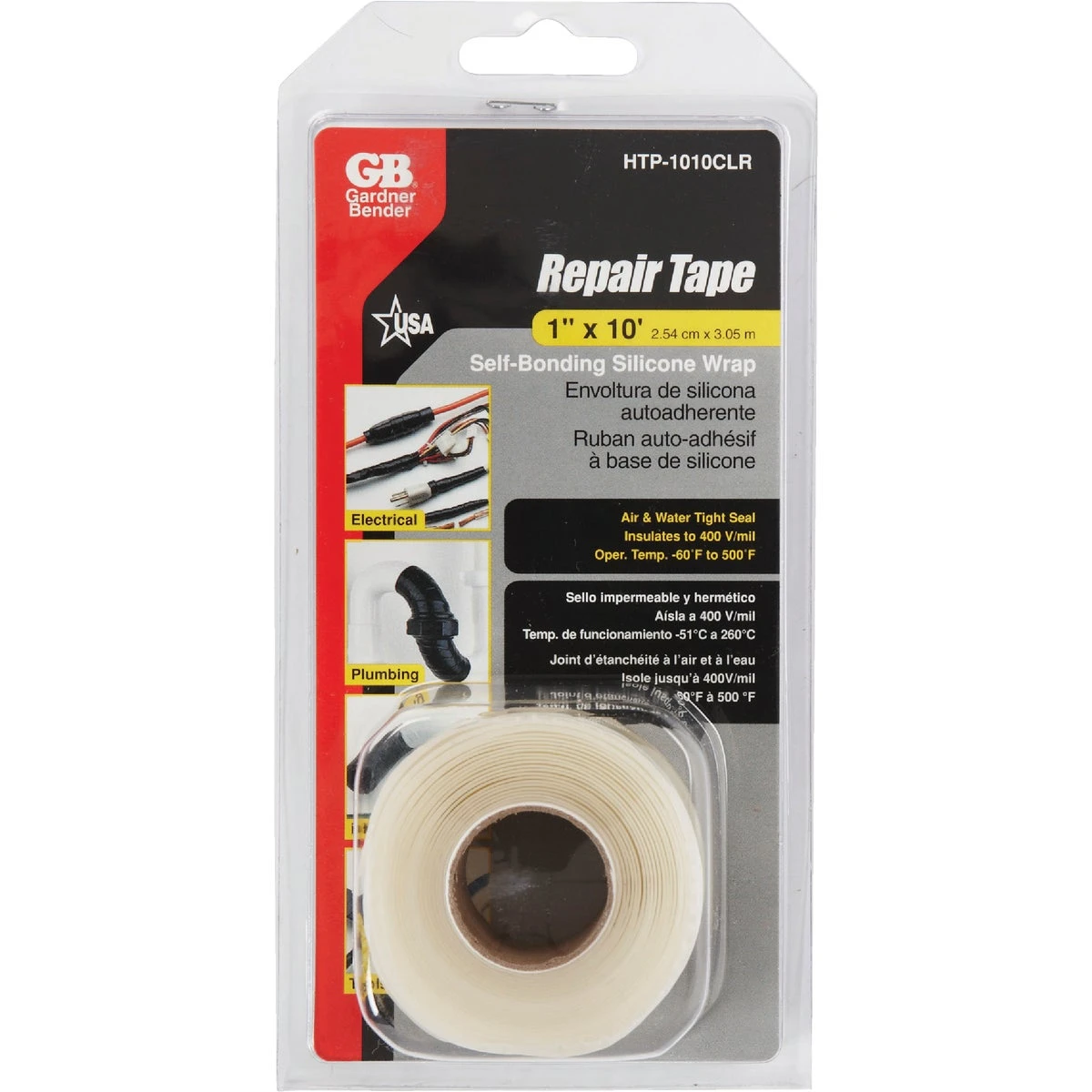 Clear 1 In. X 10 Ft. Self-sealing Silicone Repair Tape