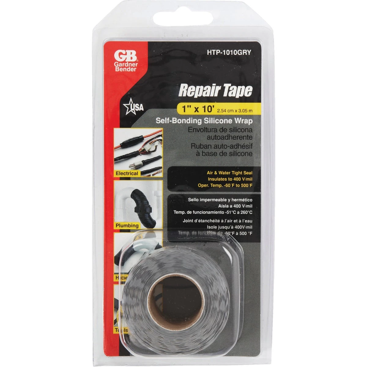 Gray 1 In. X 10 Ft. Self-sealing Silicone Repair Tape