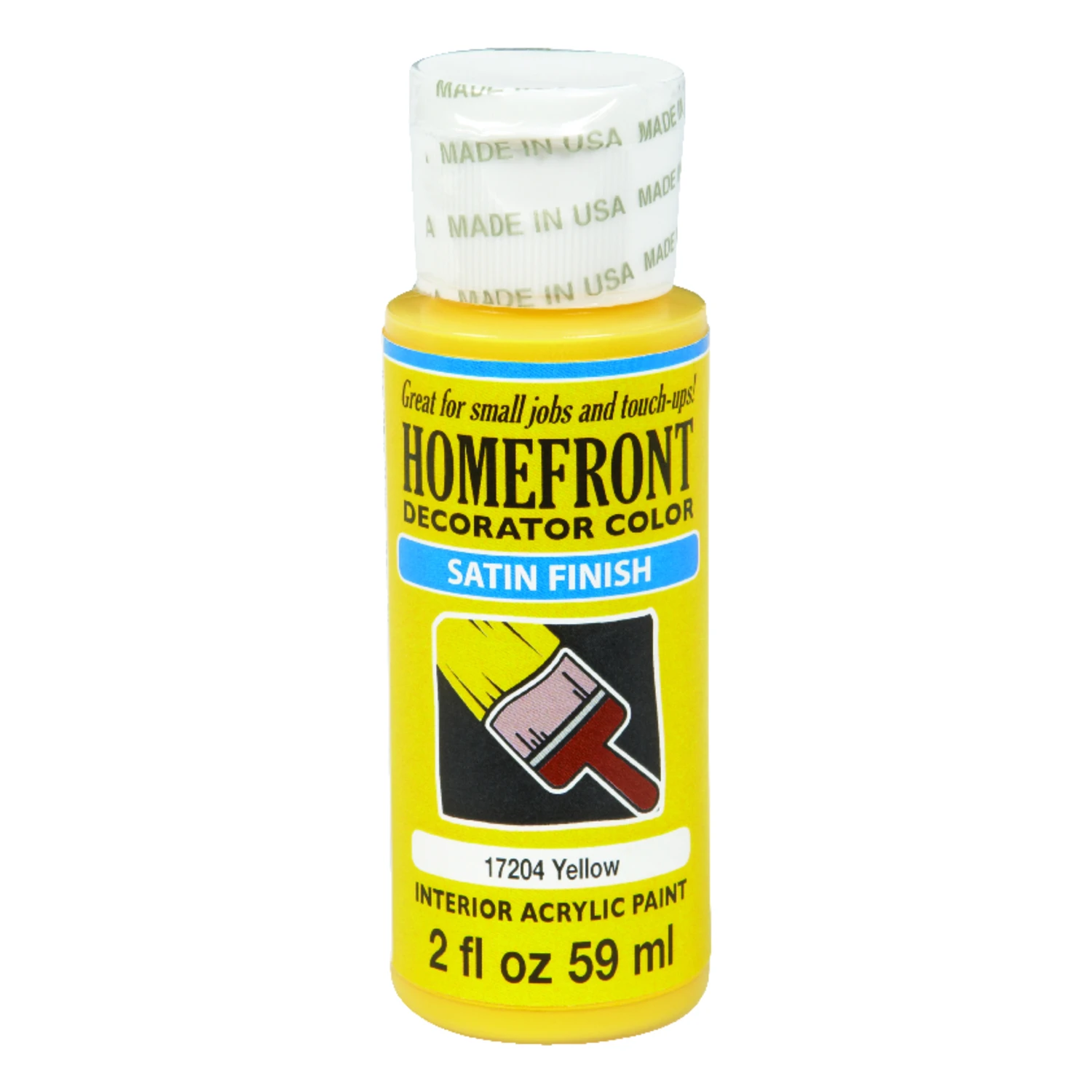 Homefront Satin Yellow Hobby Paint 2 oz – Multi-Surface Indoor Craft Paint (UV-Resistant)
