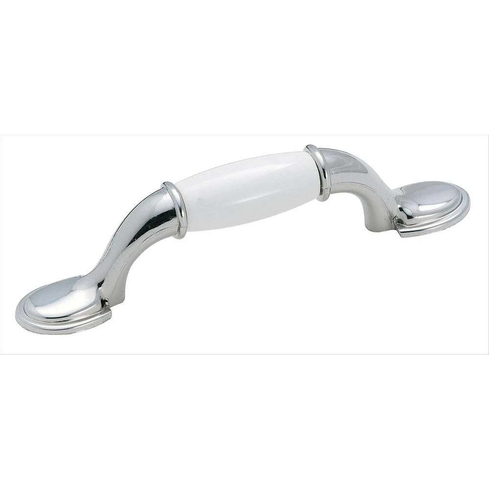 Sleek 3-Inch White & Polished Chrome Cabinet Pull