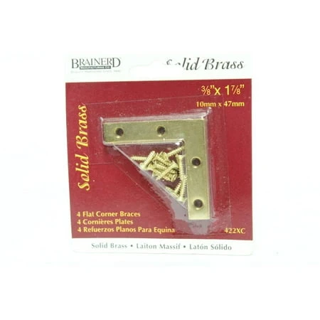 4 Pack Solid Brass 3/8 Inch X 1-7/8 Inch Corner Braces Mending Plates 422xc