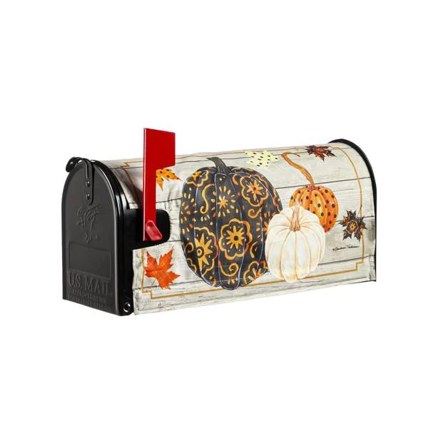 PATTERNED PUMPKINS & LEAVES MAILBOX COVER