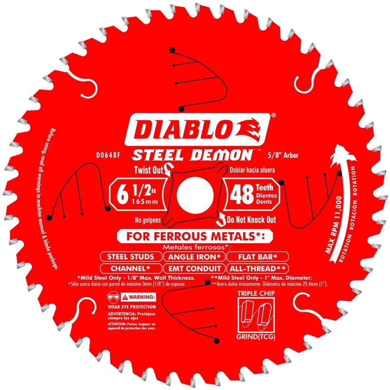 Diablo Steel Demon 6-1/2 In. Diameter X 5/8 In. Arbor Tico Hi-density Carbide Metal Saw Blade - 48 Teeth