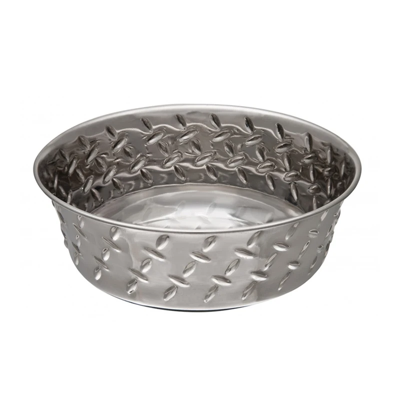 Silver Diamond Plated Stainless Steel 12 Cups Pet Bowl For Dogs