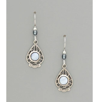 Womens Silver Forest Silver-tone Blue Lace Agate Drop Earrings