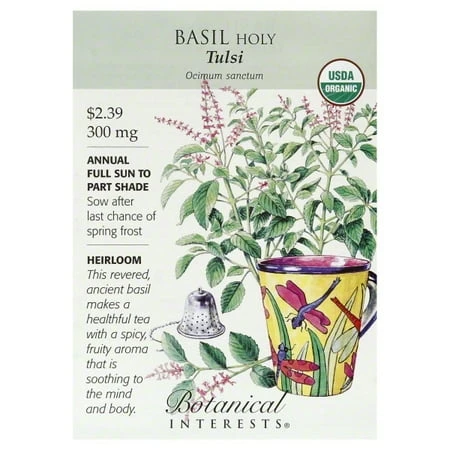 Organic Tulsi Holy Basil Seeds - 300 Mg Heirloom Variety For Home Gardening