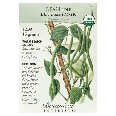 Kentucky Wonder Organic Blue Lake Fm-1k Pole Bean Seeds - 25 Grams
