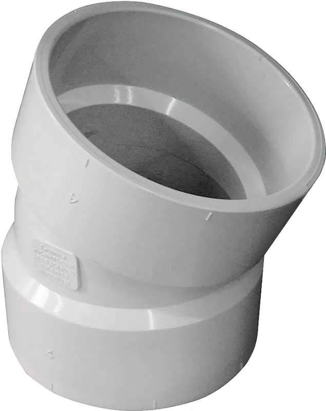 4 Inch Dwv Pvc 22.5 Degree Elbow Pipe Fitting - Model 192554