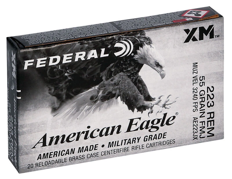 American Eagle Rifle Ammunition .223 Remington 55 Grain Full Metal Jacket Boat-tail