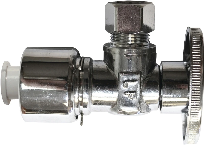 1/2 Inch Compression X 3/8 Inch Compression Quarter Turn Angle Valve