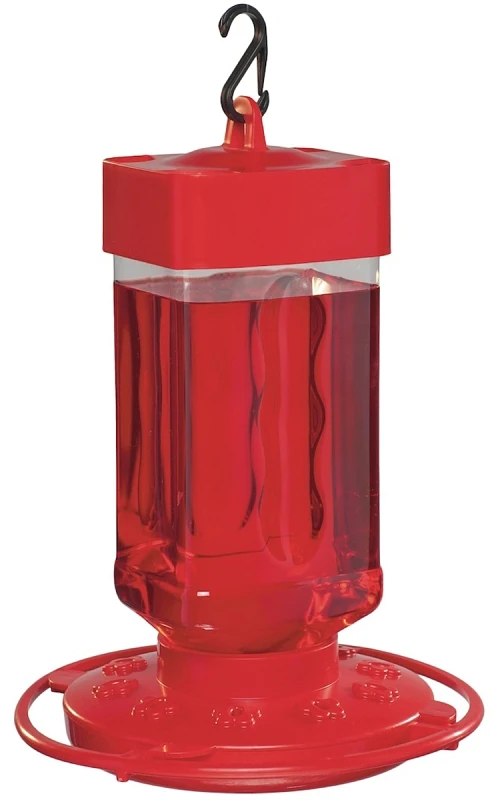 First Nature 993055-546 32 Oz Hummingbird Feeder, Bright Red Plastic Design