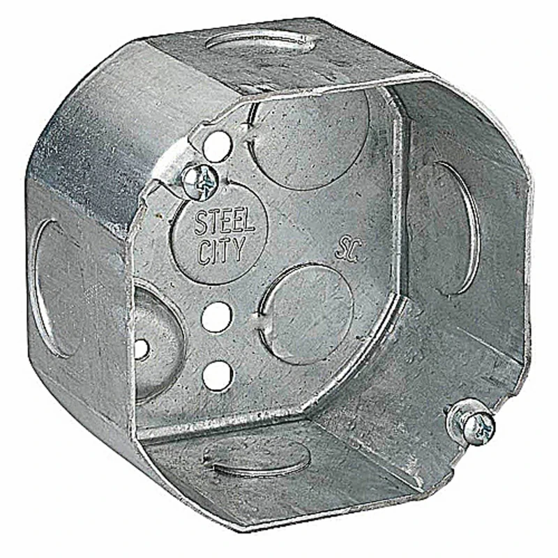4 In. Octagon Galvanized Steel Electrical Ceiling Box 22.5 Cu In.