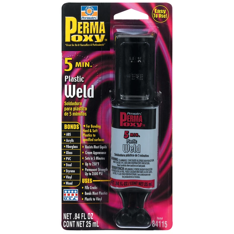 Permatex Permapoxy High Strength Plastic Weld Adhesive 0.84 Oz. For Durable Bonding
