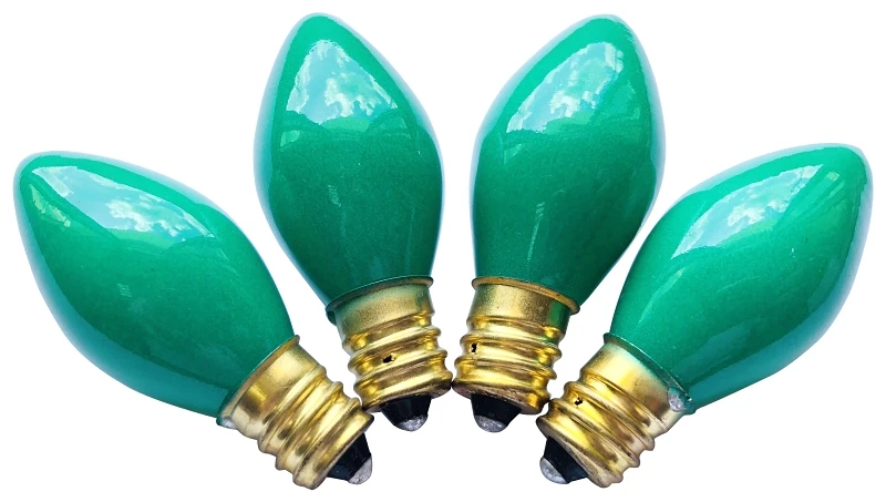 16260 C7 Green Incandescent Light Bulb, 5 Watt, Candelabra Base
