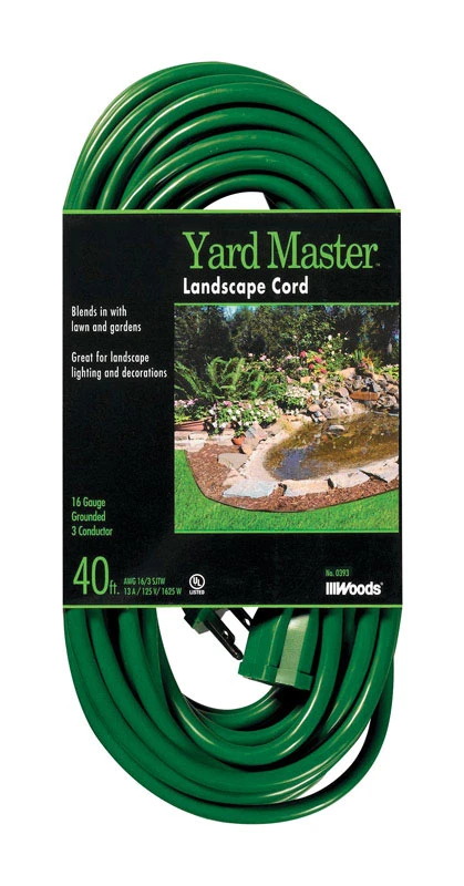 Yard Master Outdoor 40 Ft Green Extension Cord 16/3 With 3 Outlets