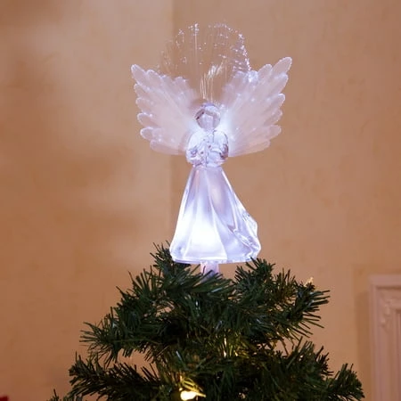 Angel Tree Topper With Fiber Optic Wings And Led Light Display