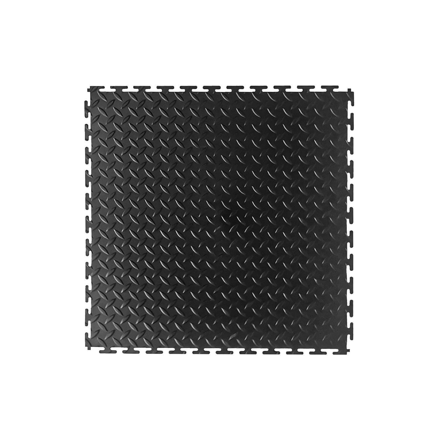 Interlocking Utility, Garage Floor Tiles, Diamond Plate Pattern, Black, 18 x 18 In., 8-Pk.