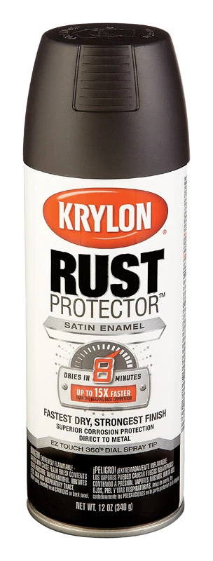 Rust Protector Satin Black Spray Paint 12 Ounce Can For Durable Protection