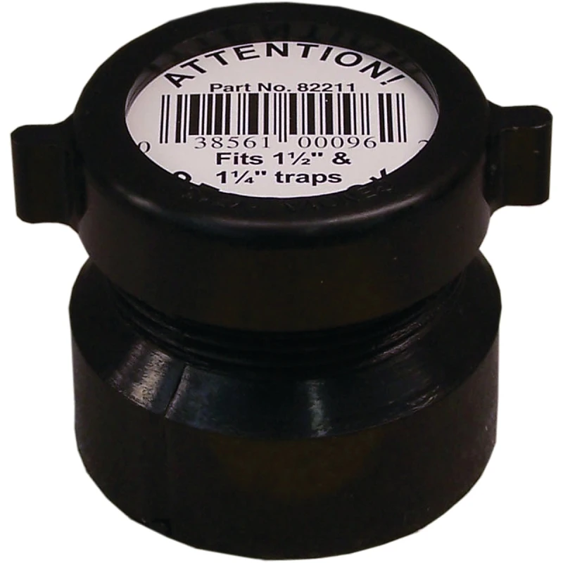 Abs Trap Pipe Adapter 1-1/2 X 1-1/4 In, Hub X Slip Connection, Sch 40
