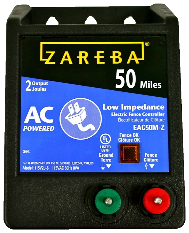 Eac50m-z Electric Fence Charger, 50 Mile Range, 2 Joules Output Energy