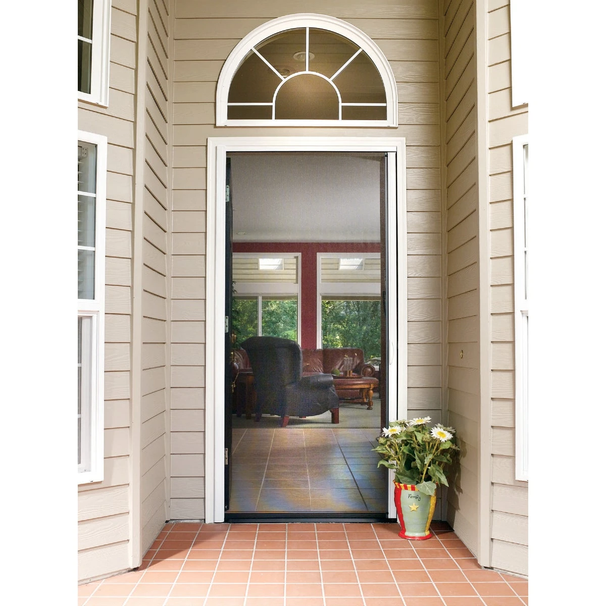 Escape White Aluminum Retractable Screen Door 36.25-in X 78.5-in Model E100033680