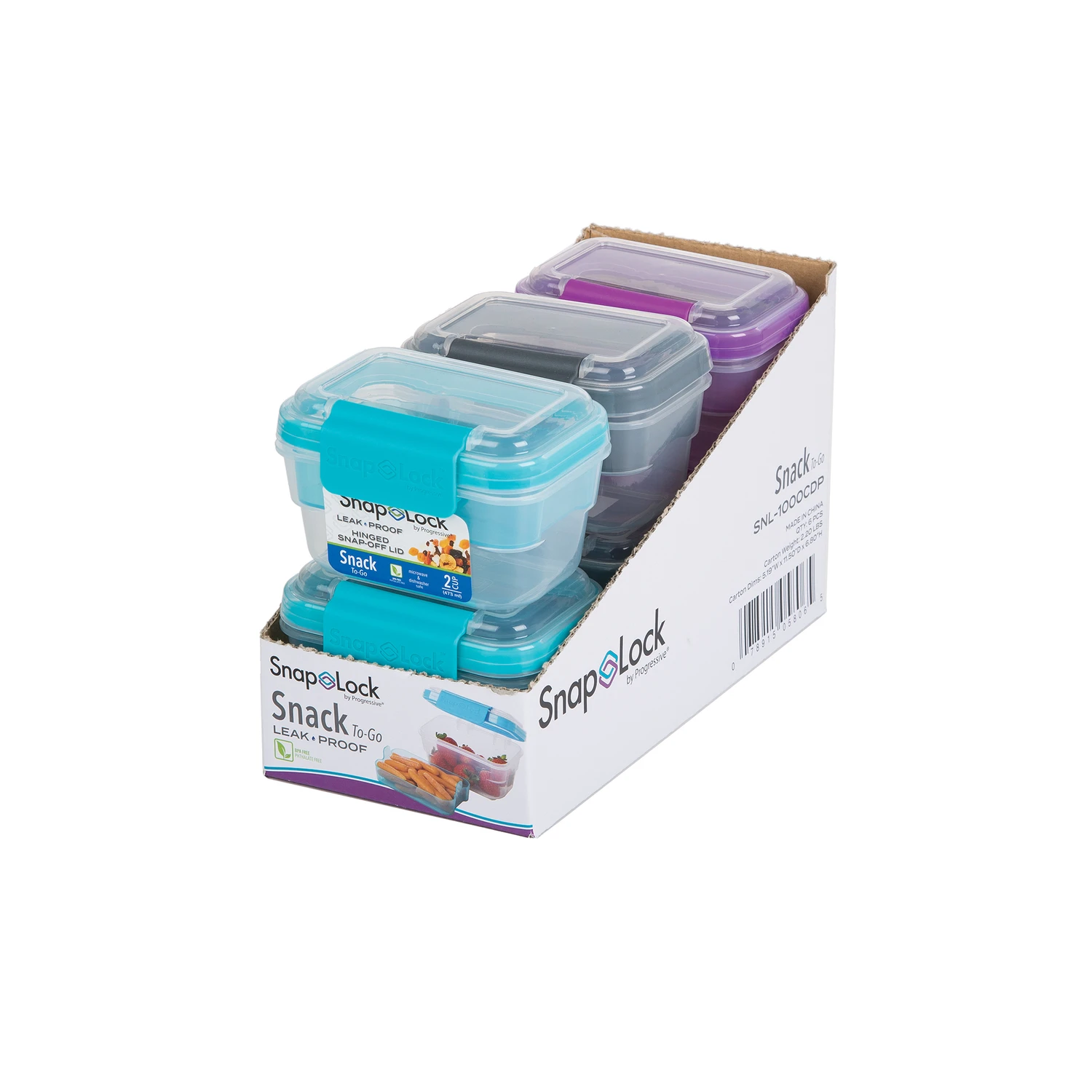 Progressive Snaplock 2 Cup Clear Food To Go Container With Leak-proof Hinged Lid 1 Pk
