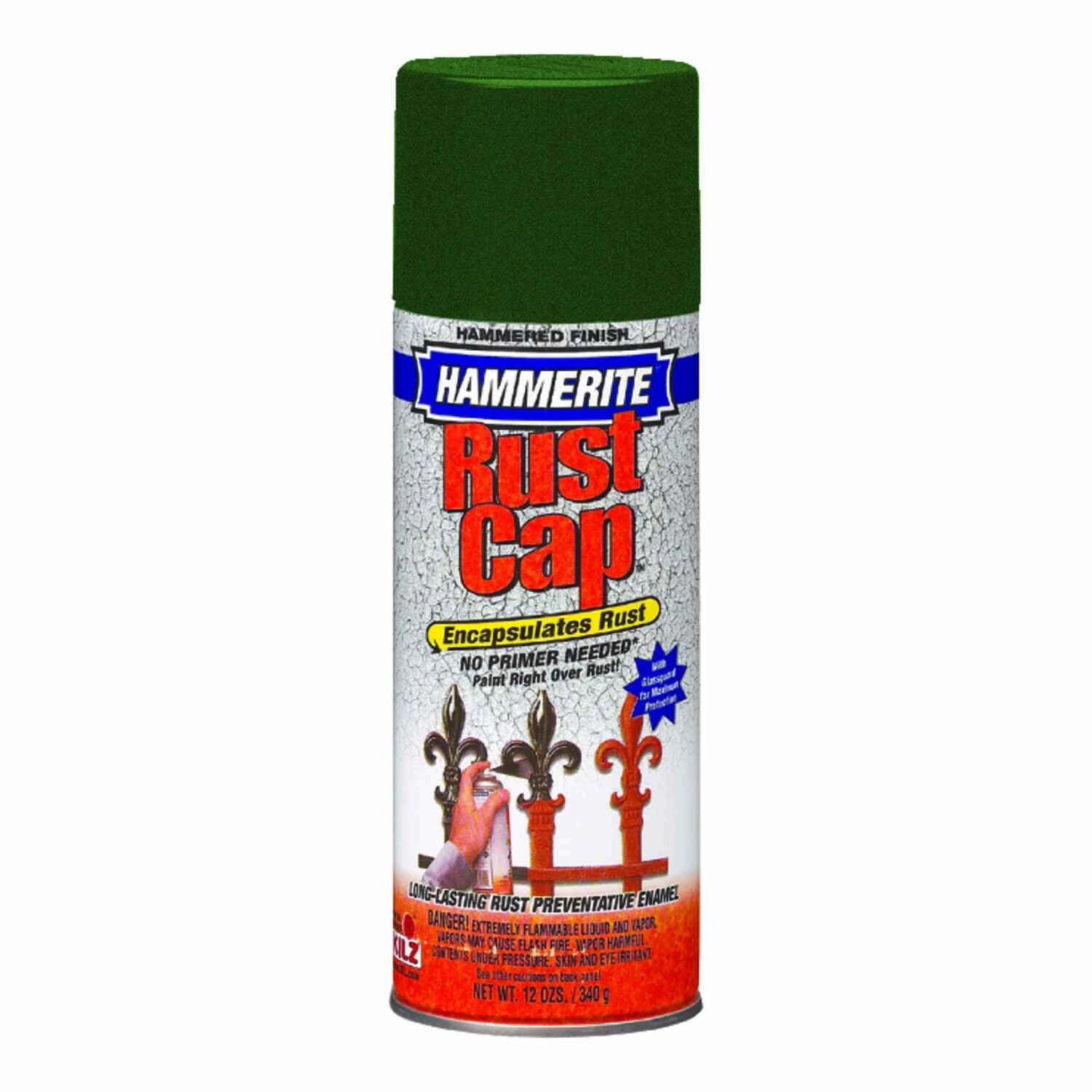 Rust Cap Hammered Deep Green Enamel Spray Paint 12 Oz. - Rust Preventive Coating