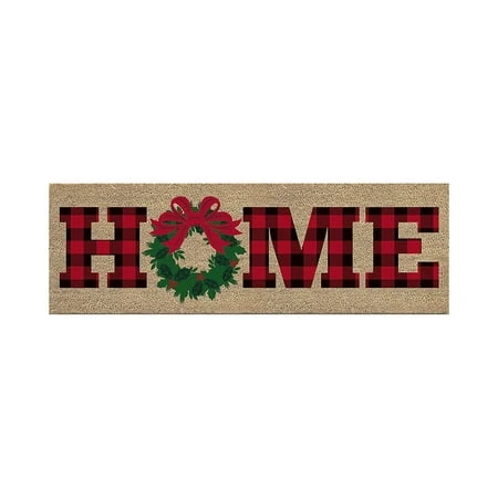 Evergreen Christmas Home Kensington Indoor Outdoor Coir Interchangeable Doormat 9" X 2' 4" Red
